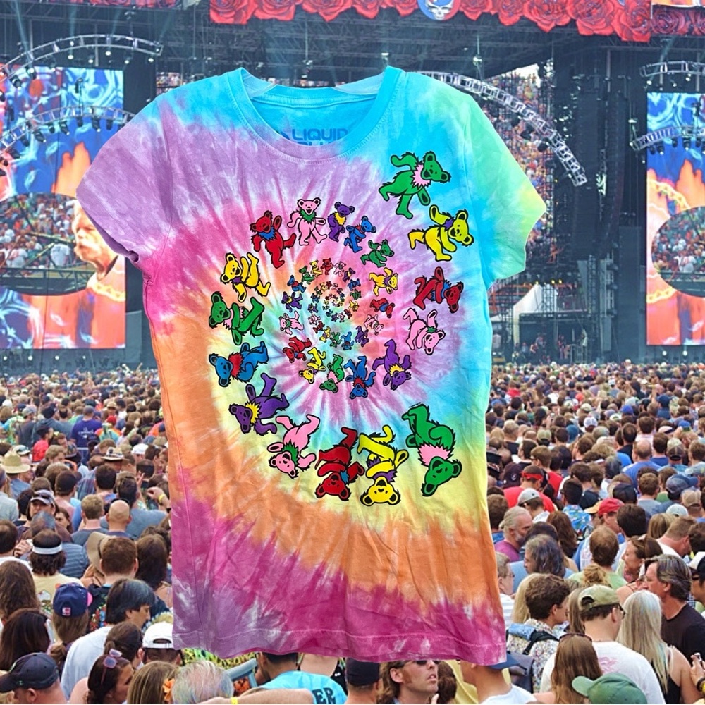Liquid Blue Tie-Dye Shirt with Dancing Bears size Medium (more like size small).